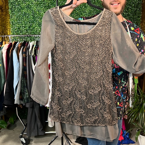 Tops - 🌈  New Collection Brown and Black Lace Long Sleeve Made in Italy